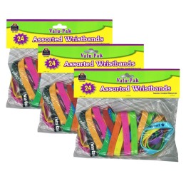 Teacher Created Resources® Wristbands Valu-Pak, Assorted, 24 Per Pack, 3 Packs