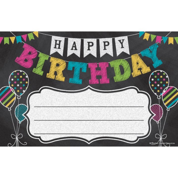 Teacher Created Resources® Chalkboard Brights Happy Birthday Awards
