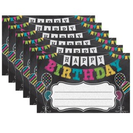 Teacher Created Resources® Chalkboard Brights Happy Birthday Awards, 25 Per Pack, 6 Packs