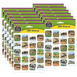 Teacher Created Resources® Safari Animals Stickers, 120 Per Pack, 12 Packs