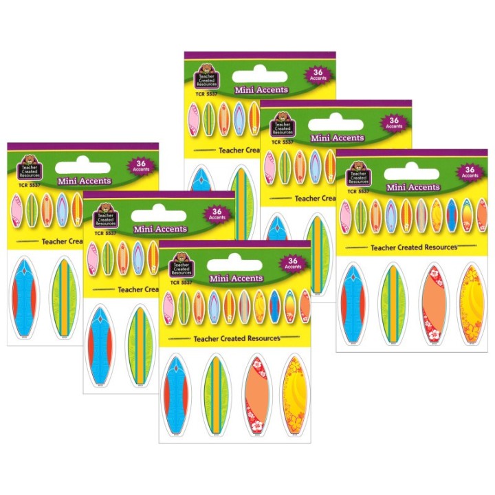 Teacher Created Resources® Surfboards Mini Accents, 36 Per Pack, 6 Packs