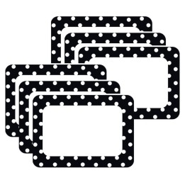 Teacher Created Resources® Black Polka Dots 2 Name Tags/Labels, 36 Per Pack, 6 Packs