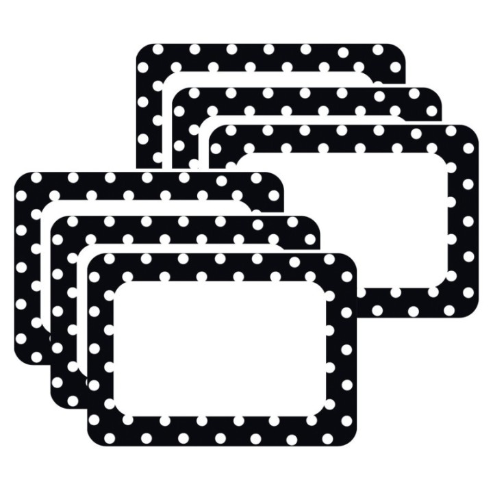 Teacher Created Resources® Black Polka Dots 2 Name Tags/Labels, 36 Per Pack, 6 Packs