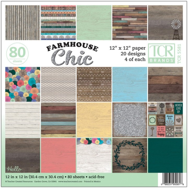 Teacher Created Resources® Farmhouse Chic Project Paper, 12" x 12", 80 Sheets