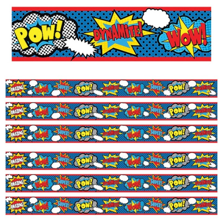 Teacher Created Resources® Superhero Straight Border Trim, 35 Feet Per Pack, 6 Packs