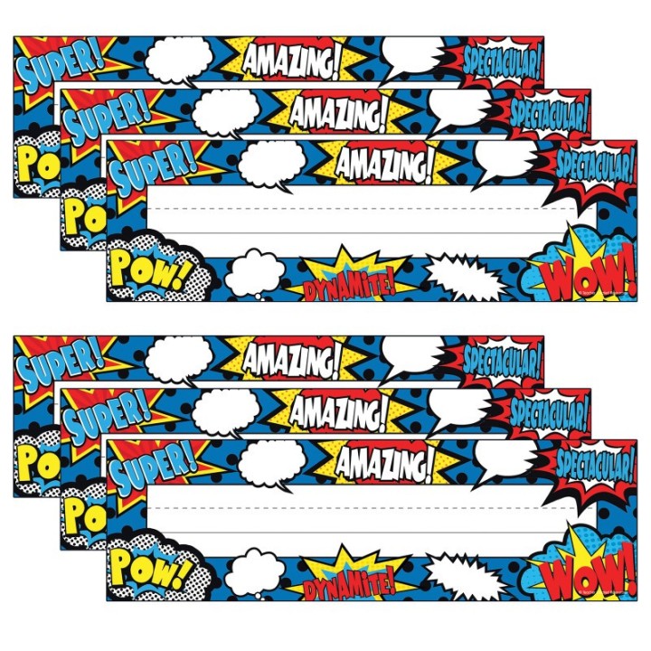 Teacher Created Resources® Superhero Flat Name Plates, 36 Per Pack, 6 Packs