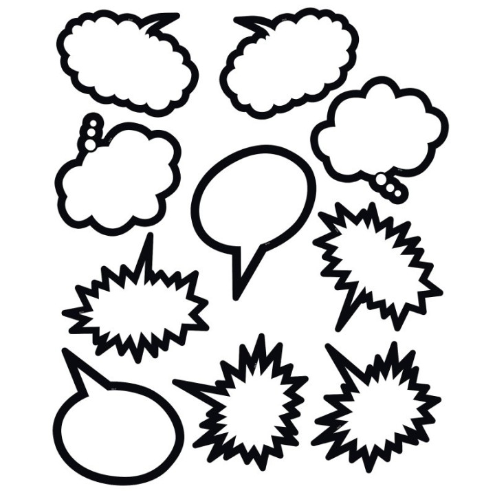 Teacher Created Resources® Superhero Black & White Speech/Thought Bubbles Accents, Pack of 30