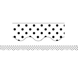 Teacher Created Resources® Black Polka Dots on White Scalloped Border Trim, 35 Feet