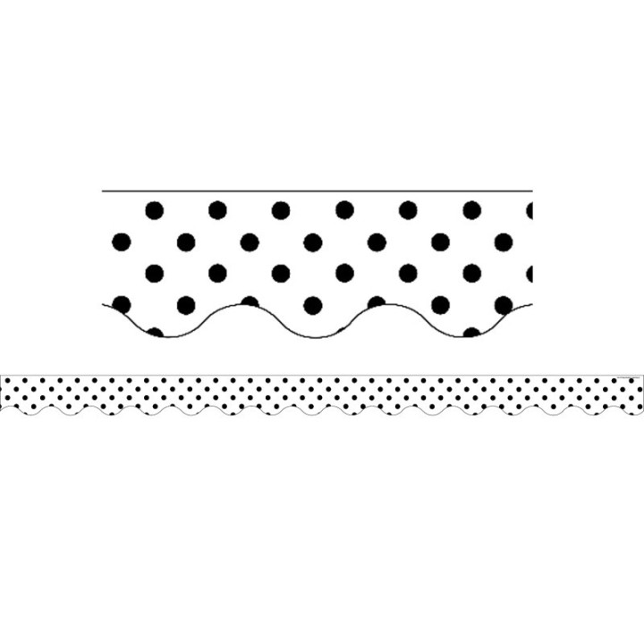 Teacher Created Resources® Black Polka Dots on White Scalloped Border Trim, 35 Feet