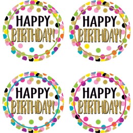 Teacher Created Resources® Confetti Happy Birthday Wear ’Em Badges, Pack of 32