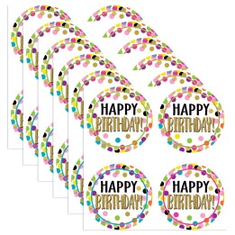 Teacher Created Resources® Confetti Happy Birthday Wear 'Em Badges, 32 Per Pack, 6 Packs