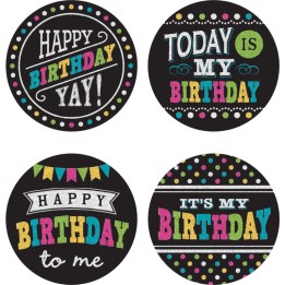 Teacher Created Resources® Chalkboard Brights Happy Birthday Wear 'Em Badges, Pack of 32