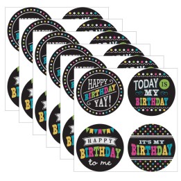 Teacher Created Resources® Chalkboard Brights Happy Birthday Wear 'Em Badges, 32 Per Pack, 6 Packs