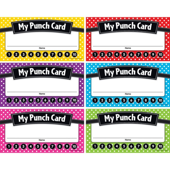 Teacher Created Resources® Polka Dots Punch Cards, Pack of 60