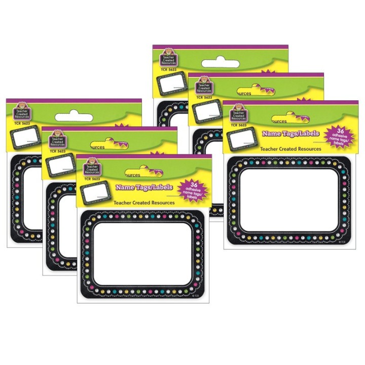 Teacher Created Resources® Chalkboard Brights Name Tags/Labels, 36 Per Pack, 6 Packs