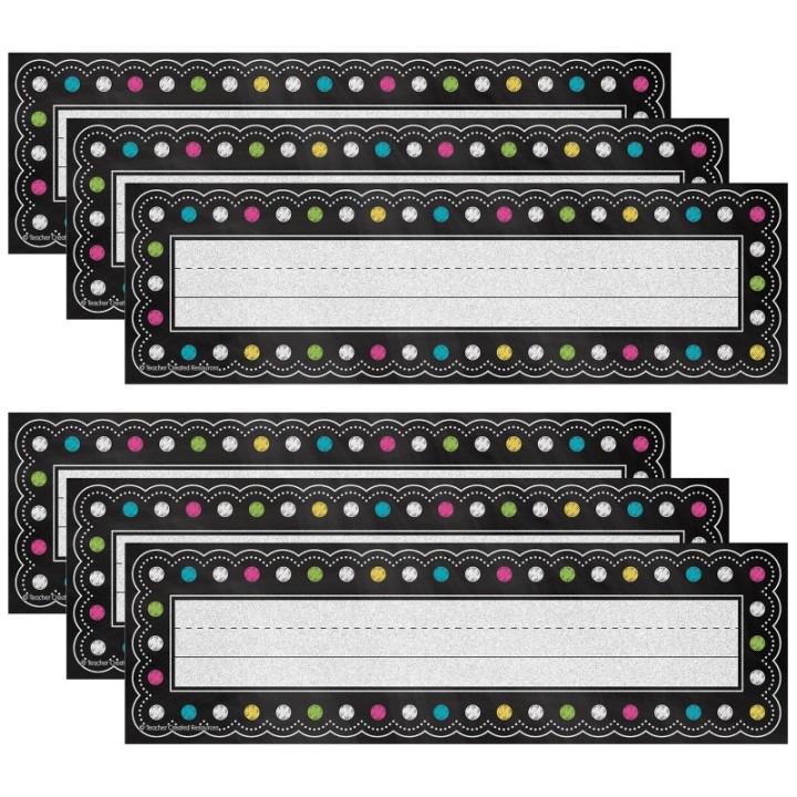 Teacher Created Resources® Chalkboard Brights Flat Name Plates, 36 Per Pack, 6 Packs