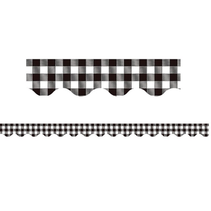 Teacher Created Resources® Black and White Gingham Scalloped Border Trim, 35 Feet