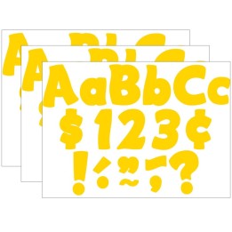 Teacher Created Resources® Yellow Gold Funtastic 4" Letters Combo Pack, 208 Per Pack, 3 Packs