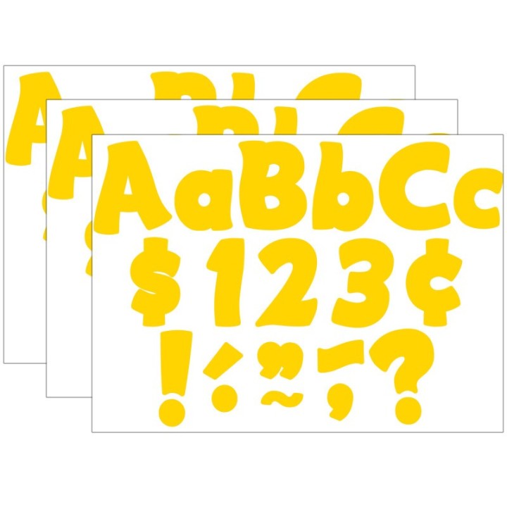 Teacher Created Resources® Yellow Gold Funtastic 4" Letters Combo Pack, 208 Per Pack, 3 Packs