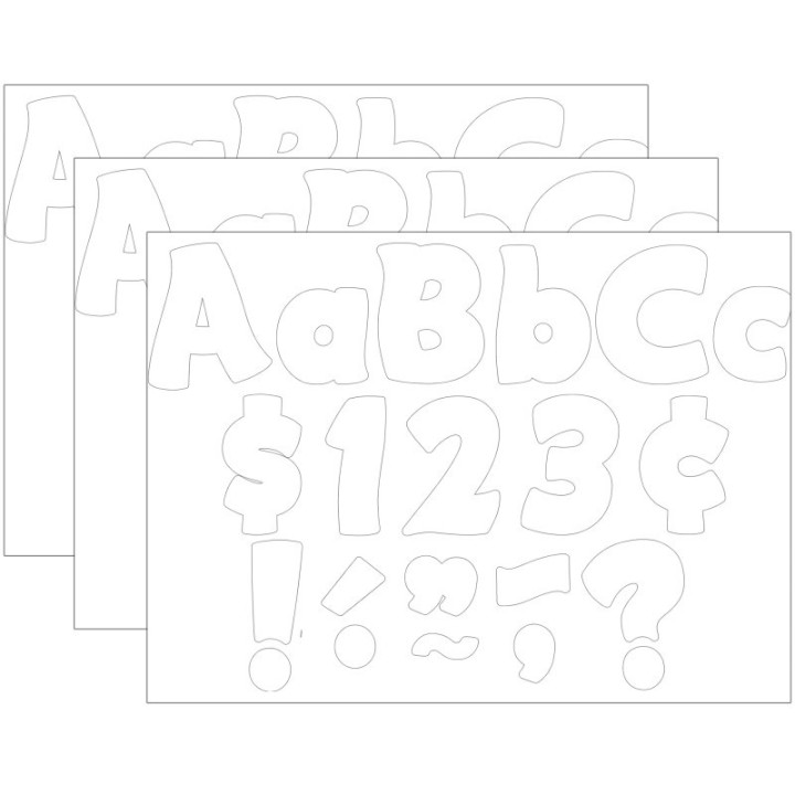 Teacher Created Resources® White Funtastic 4" Letters Combo Pack, 208 Per Pack, 3 Packs