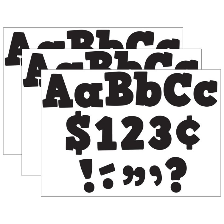 Teacher Created Resources® Black Bold Block 4" Letters Combo Pack, 230 Pieces Per Pack, 3 Packs