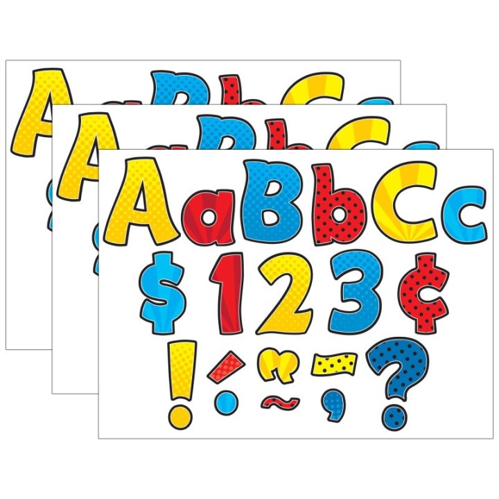 Teacher Created Resources® Superhero Funtastic 4" Letters Combo Pack, 208 Per Pack, 3 Packs