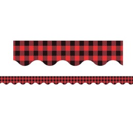 Teacher Created Resources® Red and Black Gingham Scalloped Border Trim, 35 Feet