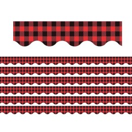 Teacher Created Resources® Red and Black Gingham Scalloped Border Trim, 35 Feet Per Pack, 6 Packs
