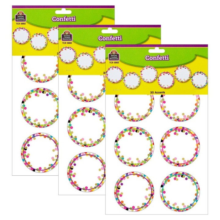 Teacher Created Resources® Confetti Circle Accents, 30 Per Pack, 3 Packs