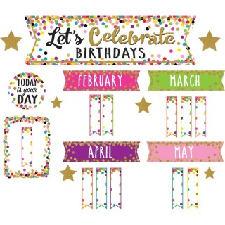 Teacher Created Resources® Confetti Lets Celebrate Birthdays Mini Bulletin Board Set