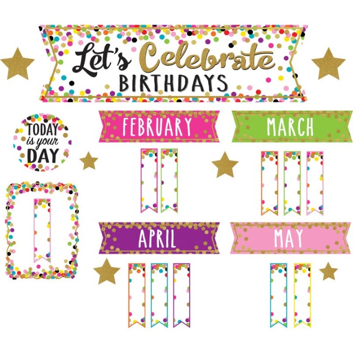 Teacher Created Resources® Confetti Lets Celebrate Birthdays Mini Bulletin Board Set