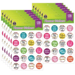 Teacher Created Resources® Confetti Words to Inspire Stickers, 120 Stickers Per Pack, 12 Packs