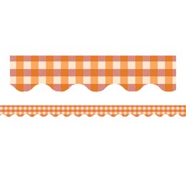 Teacher Created Resources® Orange Gingham Scalloped Border Trim, 35 Feet