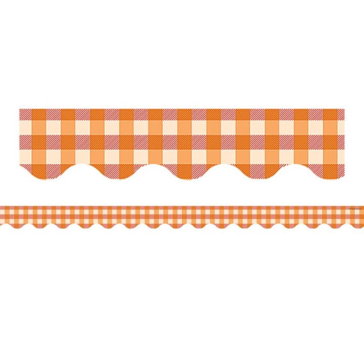 Teacher Created Resources® Orange Gingham Scalloped Border Trim, 35 Feet