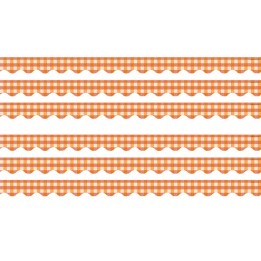 Teacher Created Resources® Orange Gingham Scalloped Border Trim, 35 Feet Per Pack, 6 Packs