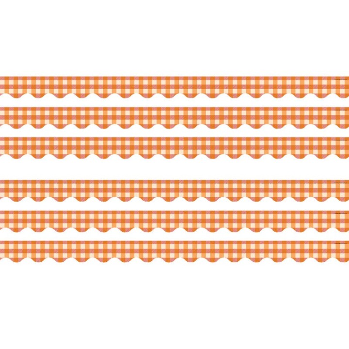 Teacher Created Resources® Orange Gingham Scalloped Border Trim, 35 Feet Per Pack, 6 Packs