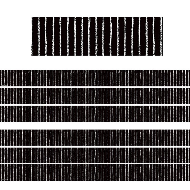 Teacher Created Resources® Black With White Pinstripes Straight Border Trim, 35 Feet Per Pack, 6 Packs