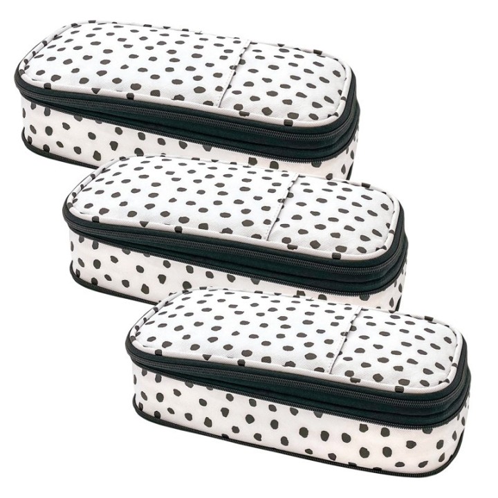 Teacher Created Resources® Black Painted Dots on White Pencil Case, Pack of 3