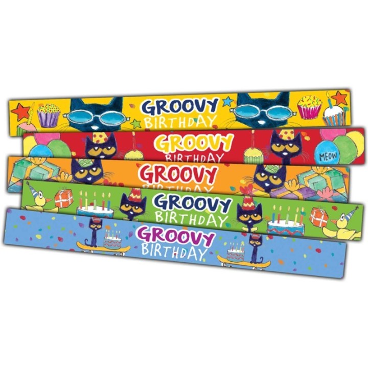 Edupress™ Pete the Cat® Groovy Birthday Slap Bracelets, Pack of 10