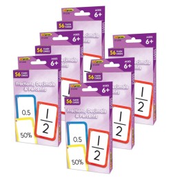 Teacher Created Resources® Fractions, Decimals & Percents Flash Cards, 6 Packs