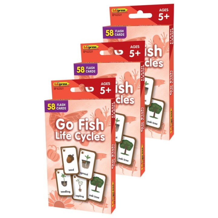 Edupress™ Go Fish: Life Cycles Flash Cards, 3 Packs