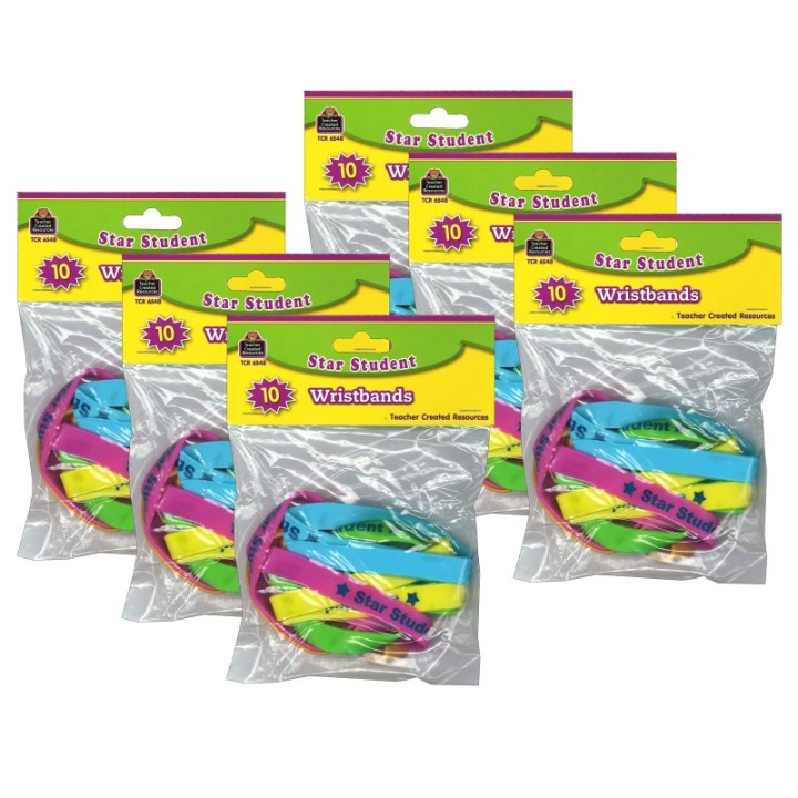 Teacher Created Resources® Star Student Wristbands, 10 Per Pack, 6 Packs