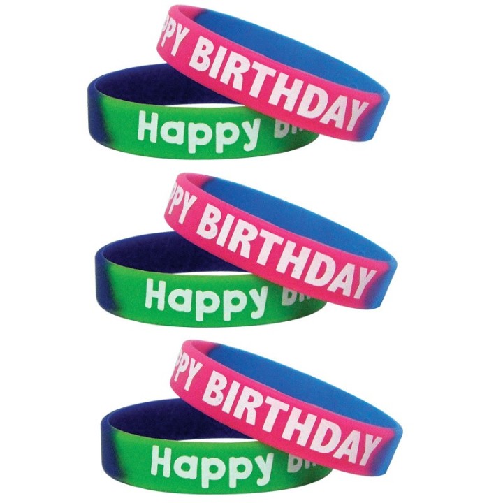 Teacher Created Resources® Fancy Happy Birthday Two-Toned Wristband Pack, 10 Per Pack, 3 Packs