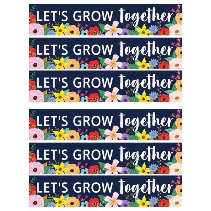 Teacher Created Resources® Wildflowers Let's Grow Together Banner, 8" x 39", Pack of 6