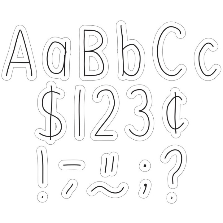 Teacher Created Resources® Black on White Hand Drawn 4" Letters Combo Pack, 262 Pieces