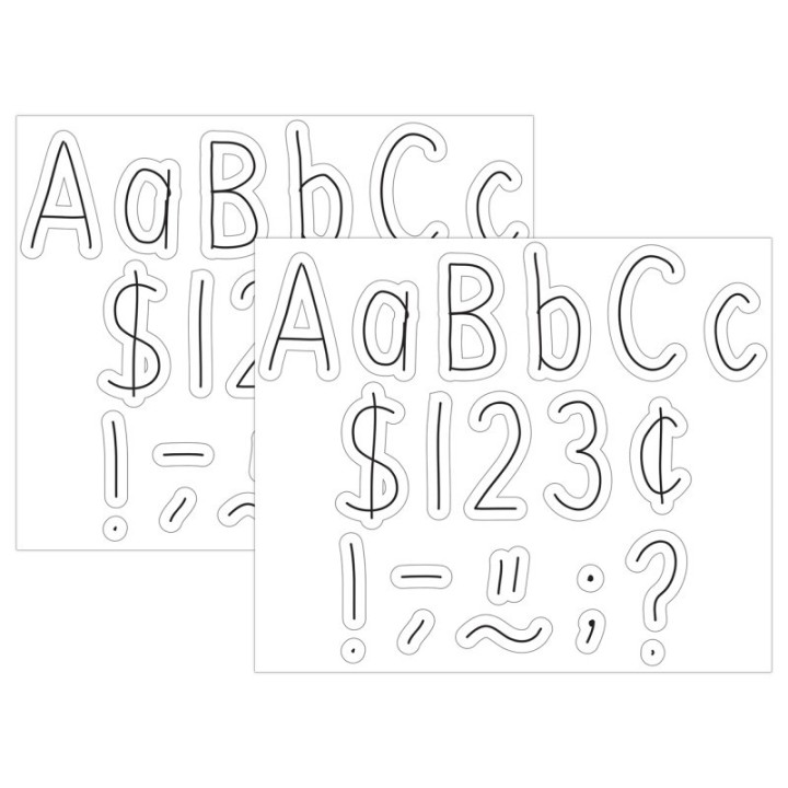 Teacher Created Resources® Black on White Hand Drawn 4" Letters Combo Pack, 262 Pieces Per Pack, 2 Packs