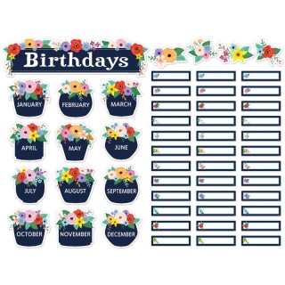 Teacher Created Resources® Wildflowers Birthdays Mini Bulletin Board Set, 53 Pieces