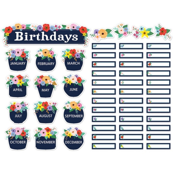 Teacher Created Resources® Wildflowers Birthdays Mini Bulletin Board Set, 53 Pieces