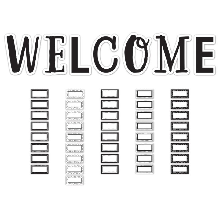 Teacher Created Resources® Black and White Welcome Bulletin Board Set, 49 Pieces
