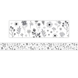 Teacher Created Resources® Black and White Floral Straight Border Trim, 35 Feet